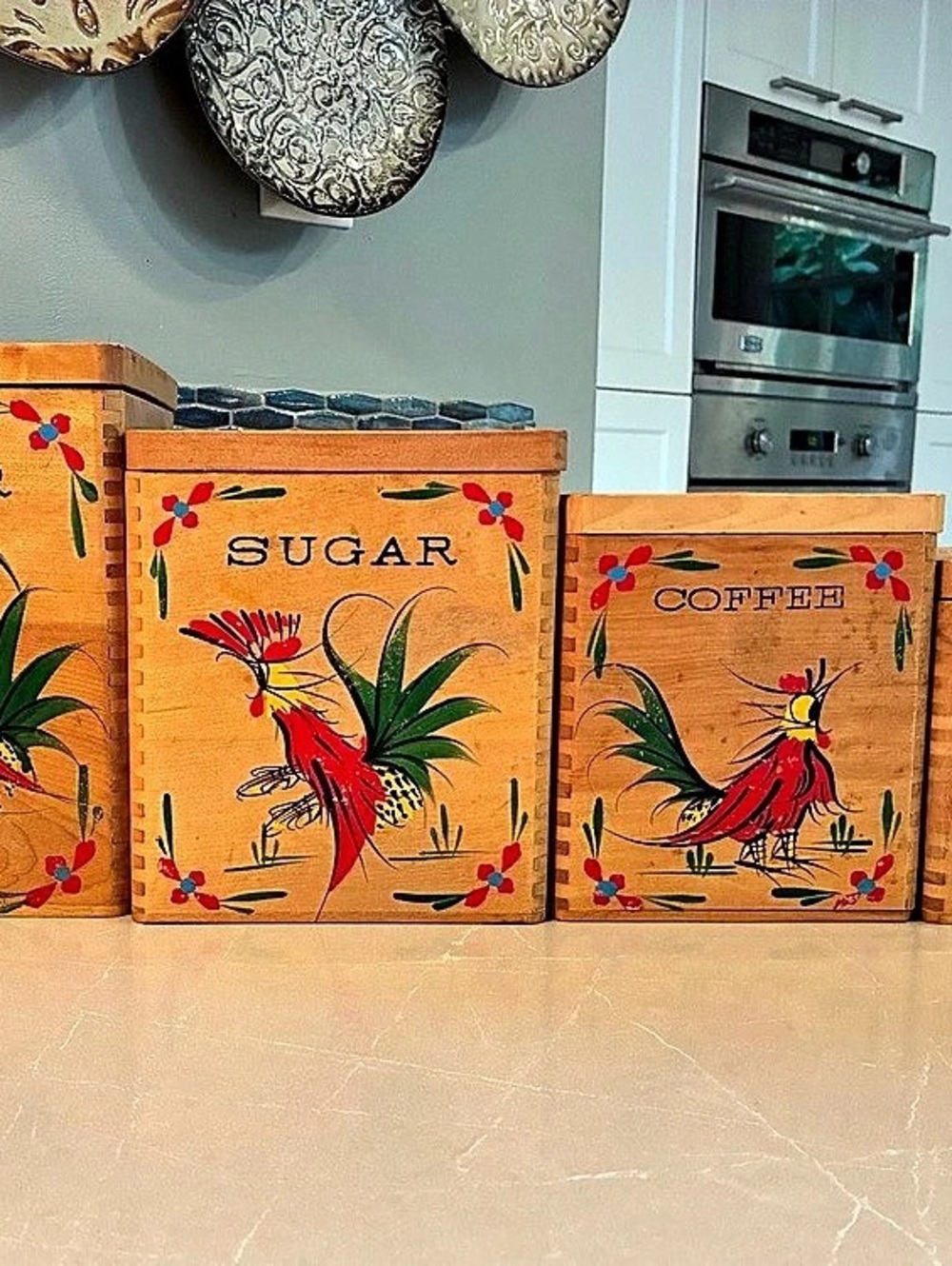 Vintage 1950’s Rooster Canister Set of four
